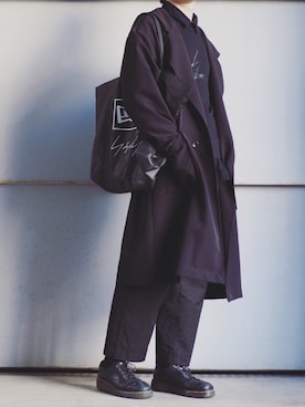 「Yohji Yamamoto（ヨウジヤマモト）のアイテム（トートバッグ）」を使った、きったさん（メンズ・175cm）の冬コーディネート