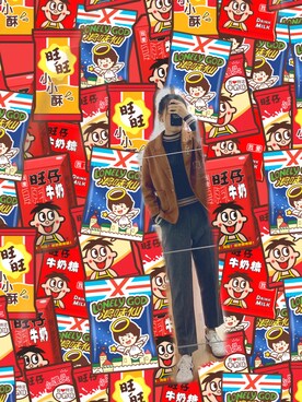 「休闲」｜「アイテム（ブルゾン）」を使った、吃嘛嘛香さん（レディース・169cm）の秋コーディネート