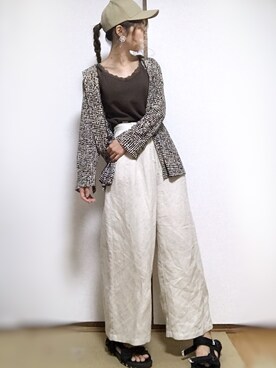 「Janiss（ジャニス）のアイテム（帽子）」を使った、kuuuuraさん（レディース・158cm）の夏コーディネート