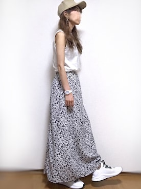 「Janiss（ジャニス）のアイテム（帽子）」を使った、kuuuuraさん（レディース・158cm）の夏コーディネート