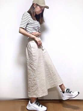 「Janiss（ジャニス）のアイテム（帽子）」を使った、kuuuuraさん（レディース・158cm）の夏コーディネート