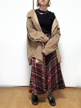 「UNIQLO（ユニクロ）のリブハイネックT（5分袖）（Tシャツ/カットソー）」を使った、kuuuuraさん（レディース・158cm）の秋コーディネート