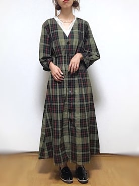 「チェック柄に恋してる」｜「アイテム（キャミソール）」を使った、kuuuuraさん（レディース・158cm）の秋コーディネート