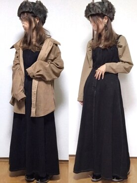 「archives（アルシーヴ）のアイテム（ジャンパースカート）」を使った、kuuuuraさん（レディース・158cm）の秋コーディネート