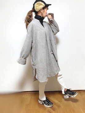 「タートルネック」｜「アイテム（チュニック）」を使った、kuuuuraさん（レディース・158cm）の冬コーディネート