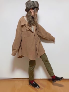 「靴下チラ見せ」｜「アイテム（アクセサリー）」を使った、kuuuuraさん（レディース・158cm）の冬コーディネート