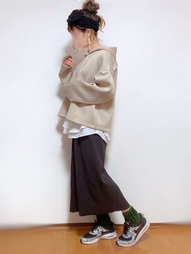 「アイテム（福袋/福箱、オレンジ系）」を使った、kuuuuraさん（レディース・158cm）の冬コーディネート