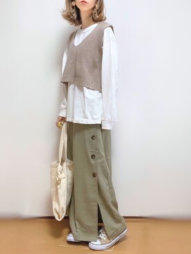 「アイテム（福袋/福箱、グリーン系）」を使った、kuuuuraさん（レディース・158cm）の春コーディネート