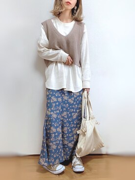 「アイテム（福袋/福箱、グリーン系）」を使った、kuuuuraさん（レディース・158cm）の春コーディネート