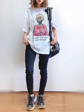 「アイテム（福袋/福箱、ブラック系）」を使った、kuuuuraさん（レディース・158cm）の春コーディネート