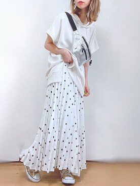 「アイテム（ボディバッグ/ウエストポーチ、シルバー系）」を使った、kuuuuraさん（レディース・158cm）の夏コーディネート