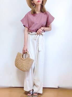 「ラップパンツ」｜「アイテム（セットアップ）」を使った、kuuuuraさん（レディース・158cm）の夏コーディネート