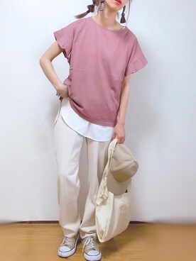 「Janiss（ジャニス）のアイテム（帽子）」を使った、kuuuuraさん（レディース・158cm）の夏コーディネート