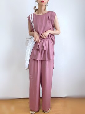 「AIC.（エーアイシー）のアイテム（セットアップ）」を使った、kuuuuraさん（レディース・158cm）の夏コーディネート