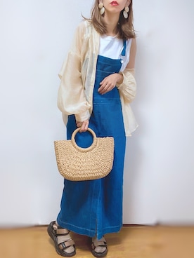 「スポサン」｜「アイテム（サロペット/オーバーオール）」を使った、kuuuuraさん（レディース・158cm）の夏コーディネート