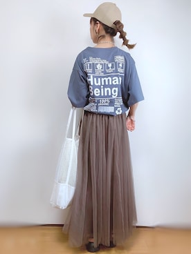 「Janiss（ジャニス）のアイテム（帽子）」を使った、kuuuuraさん（レディース・158cm）の夏コーディネート