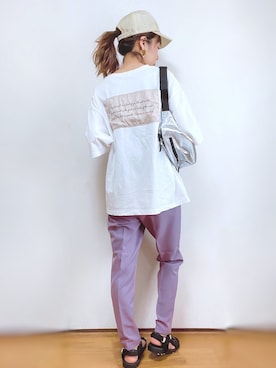 「アイテム（ボディバッグ/ウエストポーチ、シルバー系）」を使った、kuuuuraさん（レディース・158cm）の夏コーディネート