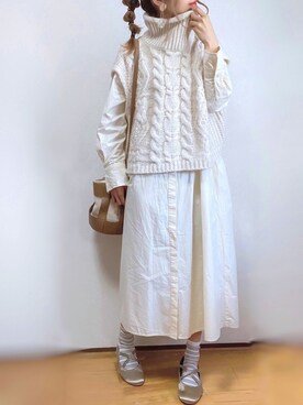 「DHOLIC STYLE（ディーホリックスタイル）のアイテム（ベスト）」を使った、kuuuuraさん（レディース・158cm）の秋コーディネート