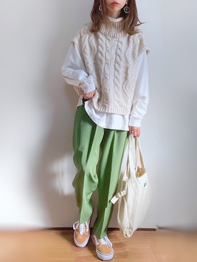 「DHOLIC STYLE（ディーホリックスタイル）のアイテム（ベスト）」を使った、kuuuuraさん（レディース・158cm）の秋コーディネート