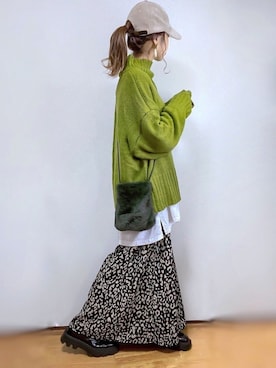 「LAKOLE（ラコレ）のアイテム（キャップ）」を使った、kuuuuraさん（レディース・158cm）の秋コーディネート