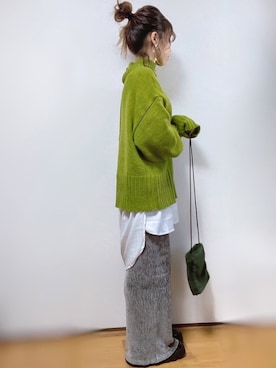 「Ambre Neige（アンブルネージュ）のバンドカラールーズチュニックシャツ／【WEB/EC限商品定商品】（シャツ/ブラウス）」を使った、kuuuuraさん（レディース・158cm）の秋コーディネート