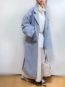 「レザースカート」｜「アイテム（チェスターコート）」を使った、kuuuuraさん（レディース・158cm）の秋コーディネート