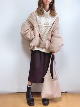 「LAC-VERT（ラック・ヴェール）の【LAC VERT/ラック・ヴェール】PUレザートートバッグ（トートバッグ）」を使った、kuuuuraさん（レディース・158cm）の秋コーディネート