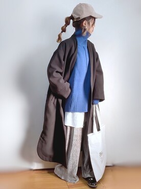 「LAKOLE（ラコレ）のアイテム（キャップ）」を使った、kuuuuraさん（レディース・158cm）の冬コーディネート