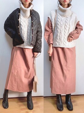 「DHOLIC STYLE（ディーホリックスタイル）のアイテム（ベスト）」を使った、kuuuuraさん（レディース・158cm）の冬コーディネート
