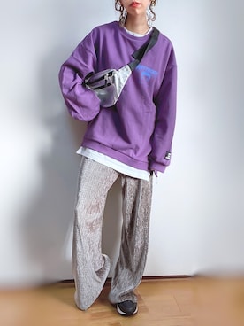 「アイテム（ボディバッグ/ウエストポーチ、シルバー系）」を使った、kuuuuraさん（レディース・158cm）の冬コーディネート