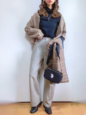 「U.S. POLO ASSN.（ユーエスポロアッスン）の【U.S. POLO ASSN.】 ユーエスポロアッスン クロスボディ ショルダーバッグSM（ショルダーバッグ）」を使った、kuuuuraさん（レディース・158cm）の冬コーディネート