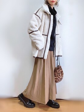 「MERLOT（メルロー）のアイテム（ブルゾン）」を使った、kuuuuraさん（レディース・158cm）の冬コーディネート