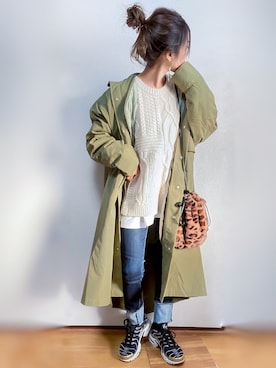 「Ambre Neige（アンブルネージュ）のアイテム（モッズコート）」を使った、kuuuuraさん（レディース・158cm）の冬コーディネート