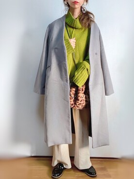 「SENSE OF PLACE by URBAN RESEARCH（センスオブプレイスバイアーバンリサーチ）のアイテム（ノーカラーコート）」を使った、kuuuuraさん（レディース・158cm）の冬コーディネート