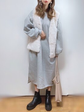 「LAC-VERT（ラック・ヴェール）の【LAC VERT/ラック・ヴェール】PUレザートートバッグ（トートバッグ）」を使った、kuuuuraさん（レディース・158cm）の冬コーディネート