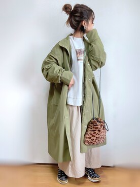 「Ambre Neige（アンブルネージュ）のアイテム（モッズコート）」を使った、kuuuuraさん（レディース・158cm）の冬コーディネート