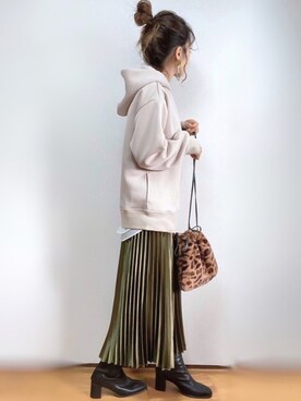 「URBAN RESEARCH Sonny Label（アーバンリサーチサニーレーベル）のポンチルーズパーカー2（Tシャツ/カットソー）」を使った、kuuuuraさん（レディース・158cm）の冬コーディネート