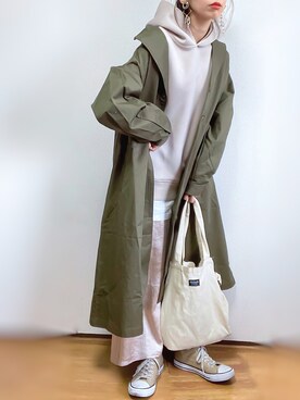 「sakishimatokyo（サキシマトーキョー）のアイテム（チェスターコート）」を使った、kuuuuraさん（レディース・158cm）の冬コーディネート