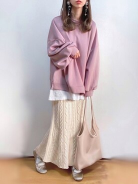 「LAC-VERT（ラック・ヴェール）の【LAC VERT/ラック・ヴェール】PUレザートートバッグ（トートバッグ）」を使った、kuuuuraさん（レディース・158cm）の冬コーディネート