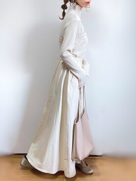 「LAC-VERT（ラック・ヴェール）の【LAC VERT/ラック・ヴェール】PUレザートートバッグ（トートバッグ）」を使った、kuuuuraさん（レディース・158cm）の冬コーディネート