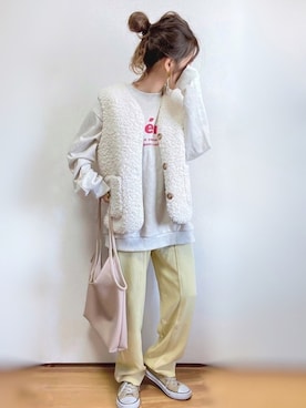 「DHOLIC STYLE（ディーホリックスタイル）のアイテム（ベスト）」を使った、kuuuuraさん（レディース・158cm）の冬コーディネート