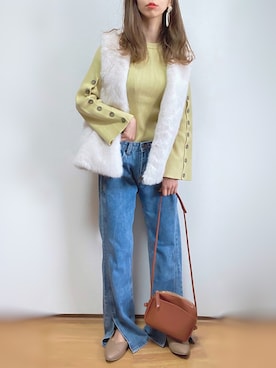 「DHOLIC STYLE（ディーホリックスタイル）のアイテム（ベスト）」を使った、kuuuuraさん（レディース・158cm）の冬コーディネート