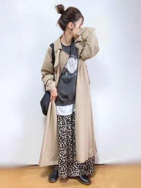 「ap retro（アプレトロ）のアイテム（トレンチコート）」を使った、kuuuuraさん（レディース・158cm）の冬コーディネート