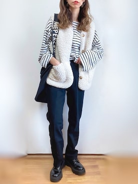 「DHOLIC STYLE（ディーホリックスタイル）のアイテム（ベスト）」を使った、kuuuuraさん（レディース・158cm）の冬コーディネート