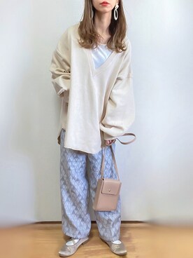 「AmbreNeige」｜「アイテム（スウェット）」を使った、kuuuuraさん（レディース・158cm）の春コーディネート