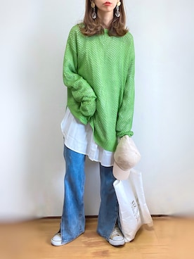 「Ambre Neige（アンブルネージュ）のバンドカラールーズチュニックシャツ／【WEB/EC限商品定商品】（シャツ/ブラウス）」を使った、kuuuuraさん（レディース・158cm）の春コーディネート