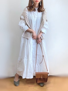 「sakishimatokyo（サキシマトーキョー）のアイテム（シャツワンピース）」を使った、kuuuuraさん（レディース・158cm）の春コーディネート