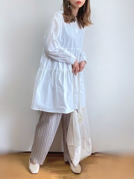 「sakishimatokyo（サキシマトーキョー）のアイテム（シャツワンピース）」を使った、kuuuuraさん（レディース・158cm）の春コーディネート