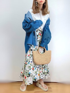 「ap retro（アプレトロ）のアイテム（デニムジャケット）」を使った、kuuuuraさん（レディース・158cm）の春コーディネート