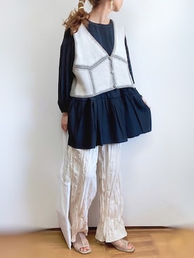 「sakishimatokyo（サキシマトーキョー）のアイテム（チュニック）」を使った、kuuuuraさん（レディース・158cm）の春コーディネート